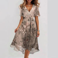 Heidi-Mode | Midi Kleid mit Stilvollem Blumenmuster – Roségold