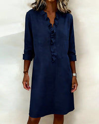 Dorelle - Luftiges Rüschen-Shirtkleid aus Leinen-Mix – Marine