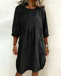 Alena | Modisches 3/4-Arm-Kleid Damen – Schwarz