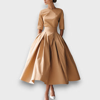 Amarisse – Midikleid aus strukturierter Baumwolle – Gelb