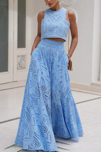 Rosanna - Ärmelloses Zweiteiliges Set Aus Spitze – Blau