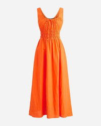 ANGELINA - GERAFFTES LEINENKLEID – Orange