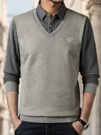 Leroy – Lässiger Langarm Strickpullover – Hellgrau