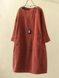 QUIRINA - WEITES KLEID MIT LANGEN ÄRMELN – Orange