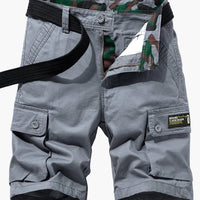 Lässige Cargo-Shorts für Herren mit Gürtel und Taschen – Grau
