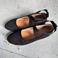 Heidi-Mode | Einfache Damen Ballerinas aus Atmungsaktivem Samt – Schwarz