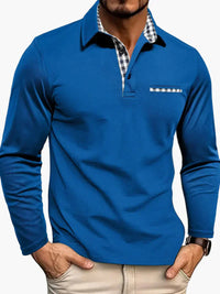 Elegantes Herrenpolo mit langen Ärmeln, moderner Stil für Business und Freizeit – Marine
