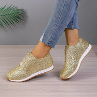 Nika | Damen Glitzer-Turnschuhe – Golden