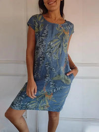 Lorraine | Midi Sommerkleid für Frauen - Blumenmuster – Blau