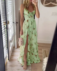 Sofia | Stilvolles Romantisches Blumenkleid – Grün