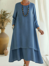 Alena | Elegantes Midi-Kleid mit sanftem Stoff – Blau