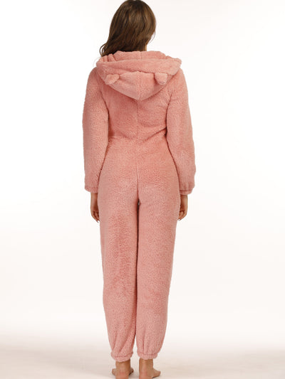 Leyetta | Reißverschluss Teddy-Jumpsuit mit Kapuze