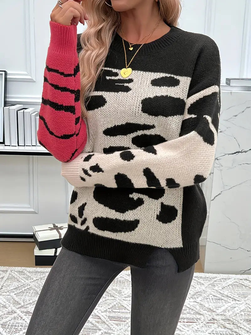 Clisena | Pullover mit Rundhalsausschnitt, lässige, lockere Passform für einen modischen Look
