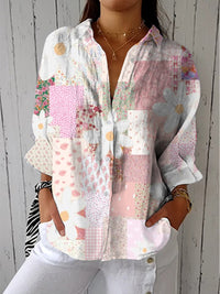 Nancy | Patchwork Gänseblümchen Bluse – Mehrfarbig