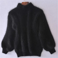 Kanita - Jahrgang-Strickpullover Aus Angora – Schwarz