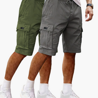 Herren-Cargoshorts im 2er-Pack mit Taschen, bequeme Passform – Grau | Armeegrün