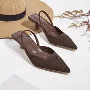 Chantalle - Summer Whisper, Elegante Damen-Slingback-Sandalen mit spitzem Zeh – Dunkelbraun