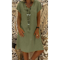 KATHLEEN - LOCKERES UND FRISCHES LEINENKLEID – Grün