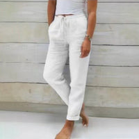 Bersha Leinenhose | Sommerliche luftige Leinenhosen Damen in Leinenoptik – Weiß