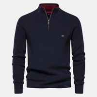 Bartholomäus | Herren Strickpullover mit Troyer-Kragen – Marine