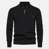 Bartholomäus | Herren Strickpullover mit Troyer-Kragen – Schwarz
