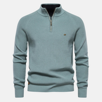 Bartholomäus | Herren Strickpullover mit Troyer-Kragen – Hellblau