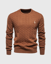 Bastian | Herren Zopfmuster Langarm Strickpullover – Braun
