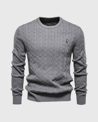 Bastian | Herren Zopfmuster Langarm Strickpullover – Grau