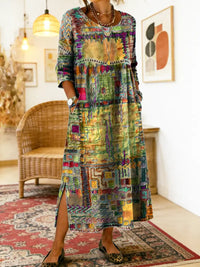 Maelle - Bedrucktes, locker geschnittenes Midikleid – Gelb