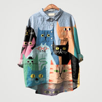 Brunhilde | Oversize-Bluse mit farbenfrohem Komfort – Katze 1