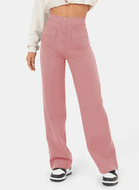 Zara - Elastische hochtaillierte Hose – Rosa