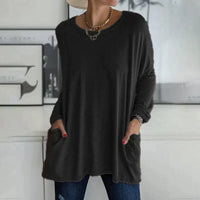 Margot | Tunika-Länge Seitentaschen Top – Schwarz