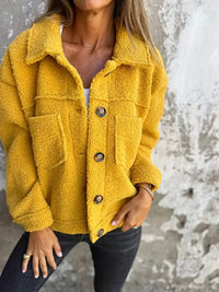 Damen Jacke Teddy Damen | Klassisch Komfortabel – Gelb