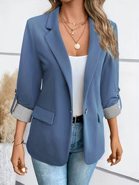 Galiah - Eleganter Zweireiher Blazer Mit Reverskragen – Blau