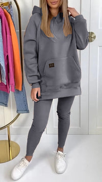 SAMIRA - SET AUS KAPUZENPULLOVER UND LEGGINGS – Grau
