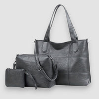 Lior | 3-teiliges Leder Taschenset – Grau