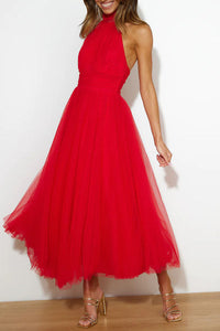 Sonya - Rückenfreies elegantes Sommerkleid – Rot