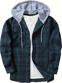 Florian | Kariertes Hoodie-Hemd – Grün