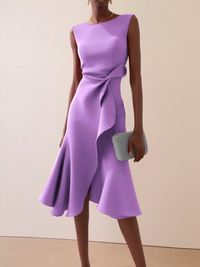 Beatrice | Drapiertes Asymmetrisches Midikleid – Violett