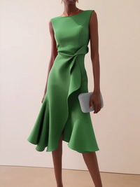 Beatrice | Drapiertes Asymmetrisches Midikleid – Grün