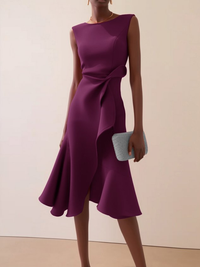 Beatrice | Drapiertes Asymmetrisches Midikleid – Lila