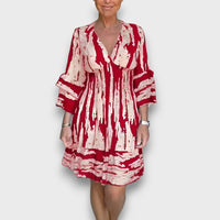 Teralya – Sommerkleid mit Volantärmeln – Rot