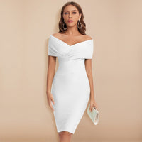 Mila Sommerliches Kleid | Bandage-Schulterfreies V-Ausschnitt Damenkleid – Weiß
