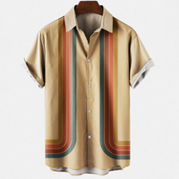 Bedrucktes Vintage-Sommerhemd für Herren | Kurzarm – Beige
