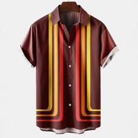 Bedrucktes Vintage-Sommerhemd für Herren | Kurzarm – Braun