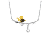 MELINA – Elegante Tropfender Honig & Biene Halskette für Naturliebhaber – Silber