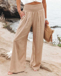 Otylia | Lockere Strandhose mit weitem Bein – Beige
