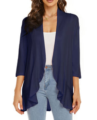 Bella | Damen Offener Front Drapierter Cardigan – Marine