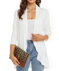 Bella | Damen Offener Front Drapierter Cardigan – Weiß