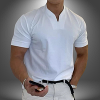 Belo | Herren cleanes V-Ausschnitt Shirt Kurzarm – Weiß